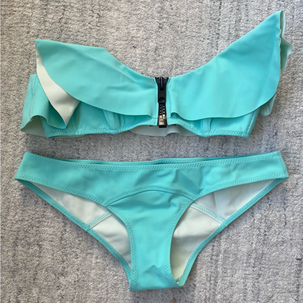 Lisa Marie Fernendez Turquoise Ruffle Bikini, Size 6